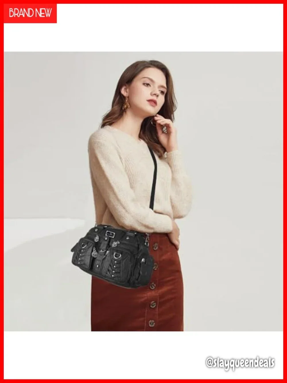 Soft Washed Vegan Leather Hobo Bag, Multi-Pocket Crossbody